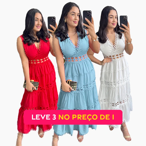 Vestido de Renda Guipir Alice Gaspar [COMPRE 1 E LEVE 3]